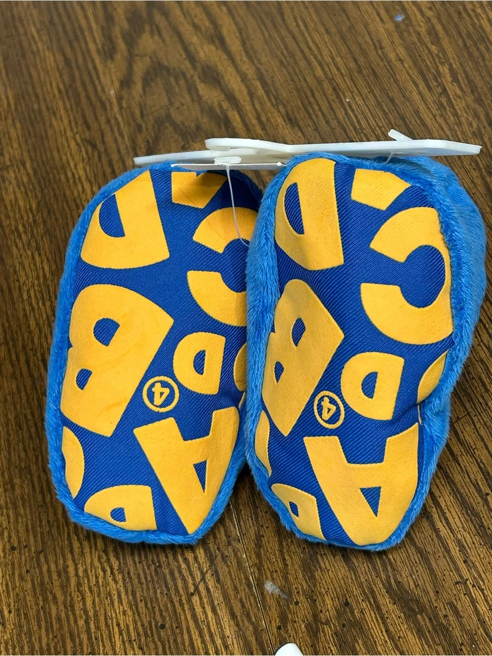 Boys House Slppers Toddler Size 4 Blue Plush B Is For  Basketball